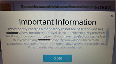 Mandatory Resort Fee at timeshare property