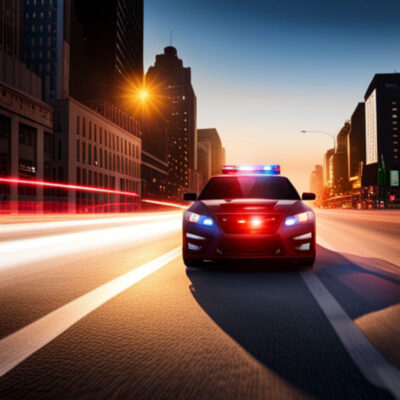 Police car with lights on 
