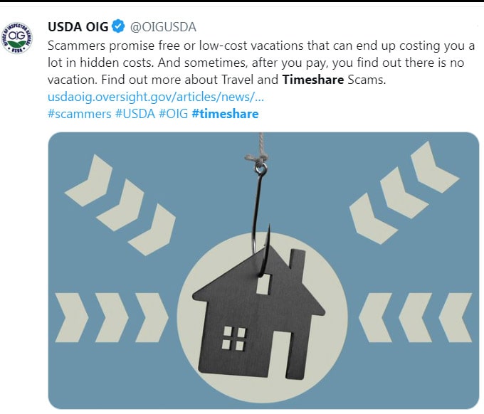 USDA warning on timeshare, travel and other related scams. 