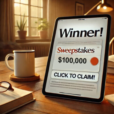 Fake sweepstakes notification