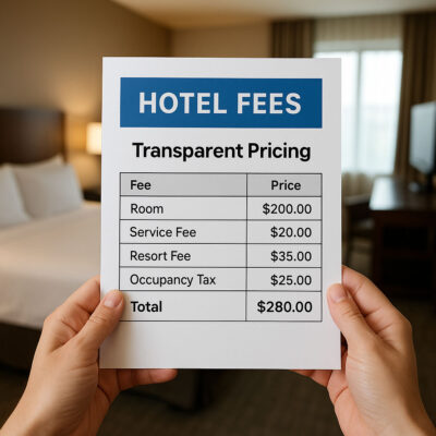 Hotel fees displayed
